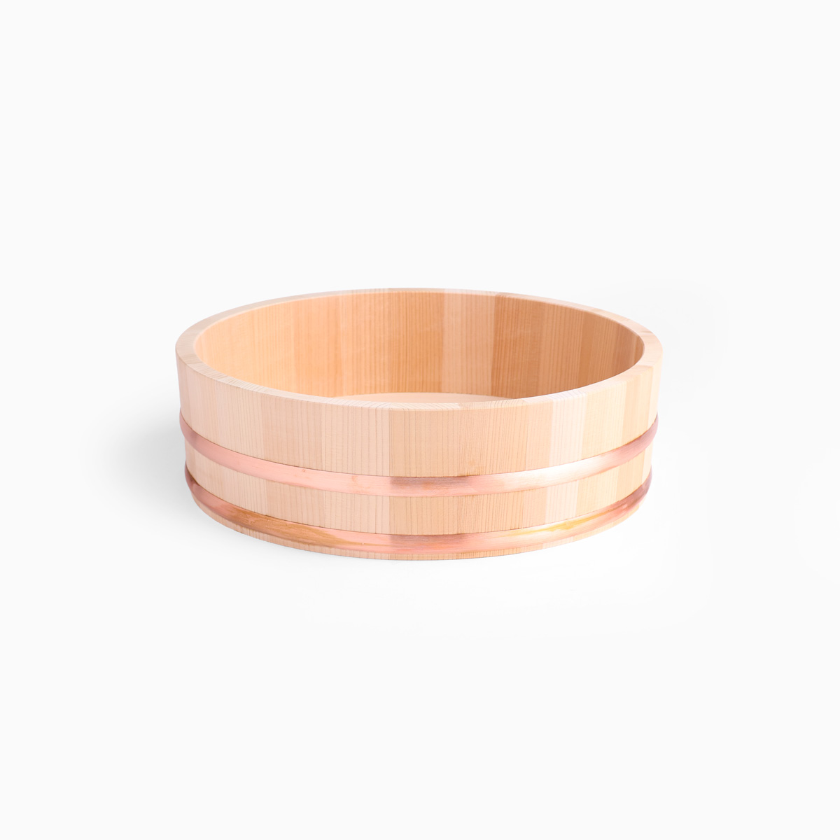 Hangiri (sushibalje) i sawara-sypress med kobberbånd, Ø30cm - MIYABI URUSHI KOGEI — bilde 1