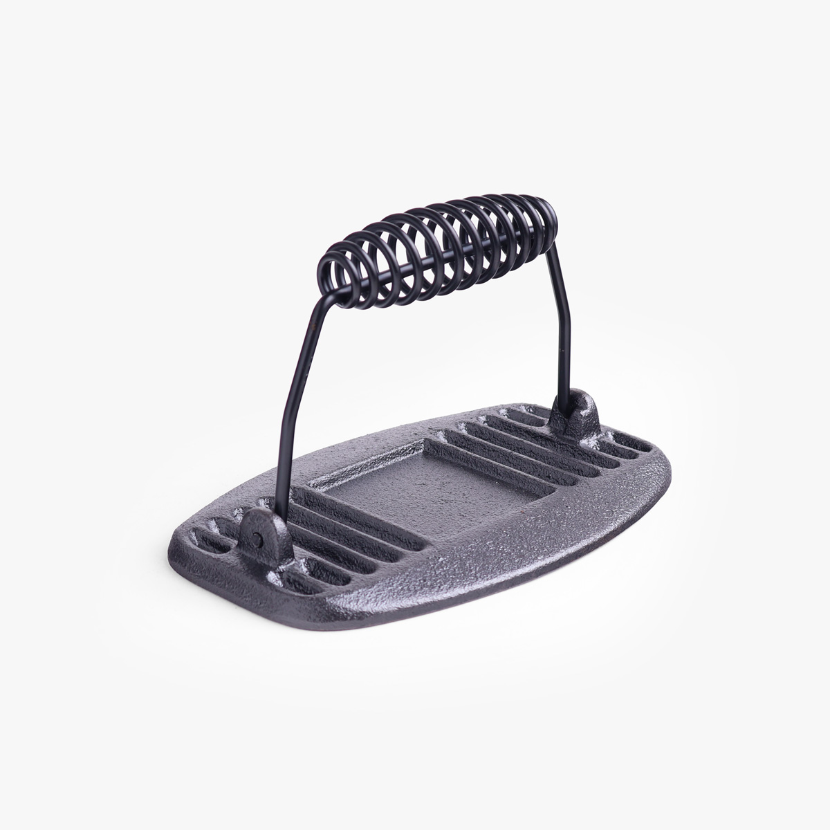 Grillpresse, støpjern med fjærhåndtak, oval — bilde 1