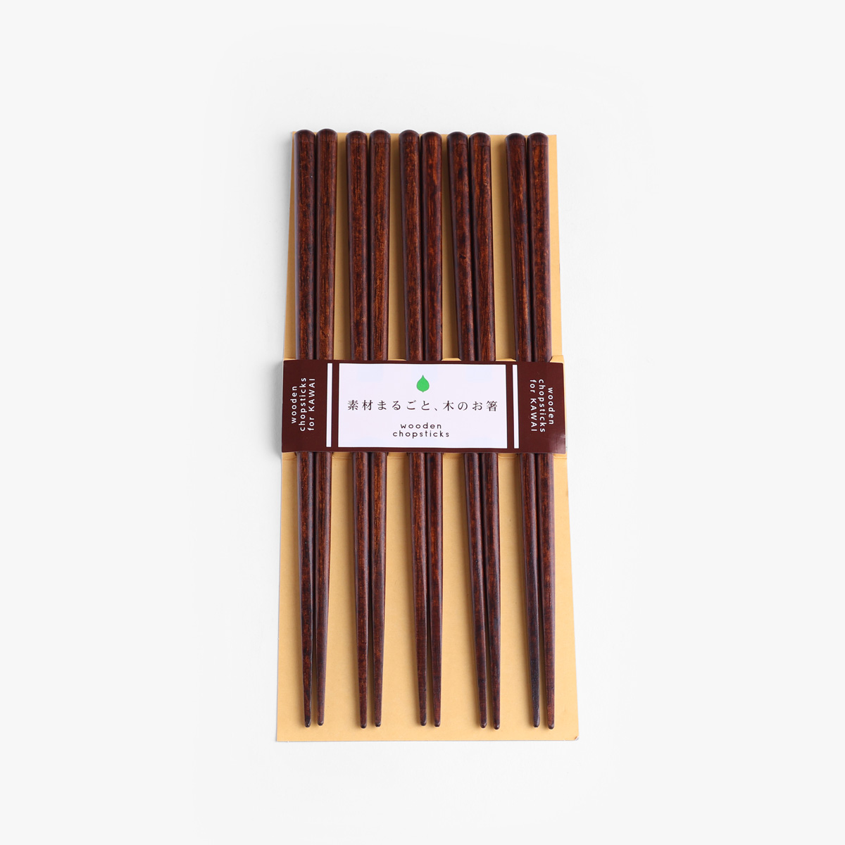 Spisepinner, brunt tre, 23cm, 5 par - KAWAI — bilde 1