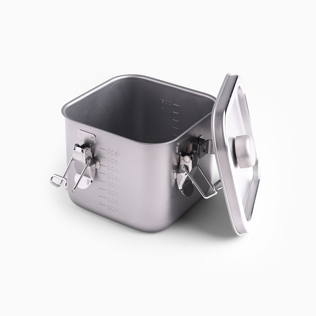 Matbeholder i stål med tett lokk, firkantet, 2,25L (14 × H12cm) - KOINU — bilde 4