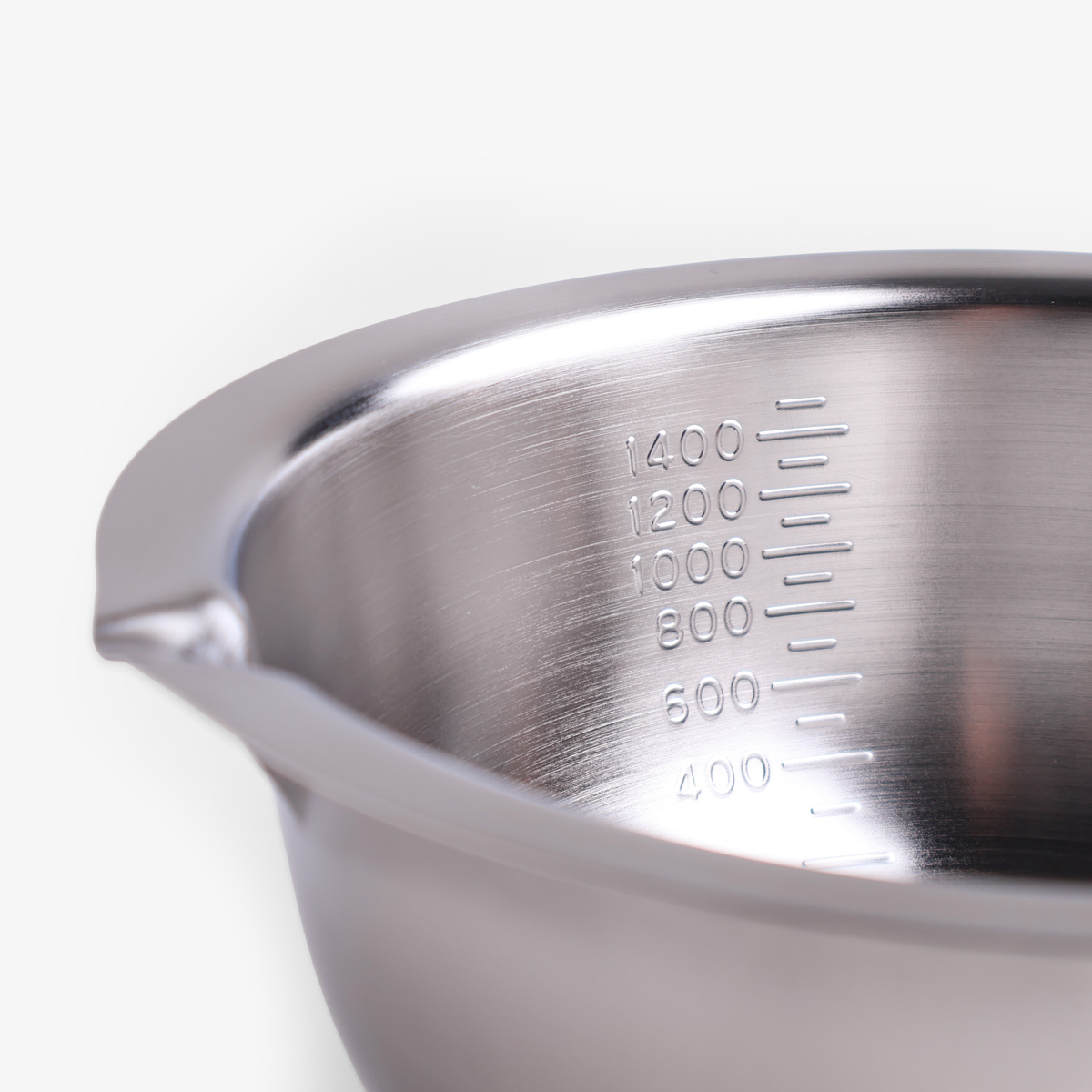 Bolle i rustfritt elektropolert 18-8 stål med tut og målestreker, 18cm - KOINU — bilde 3