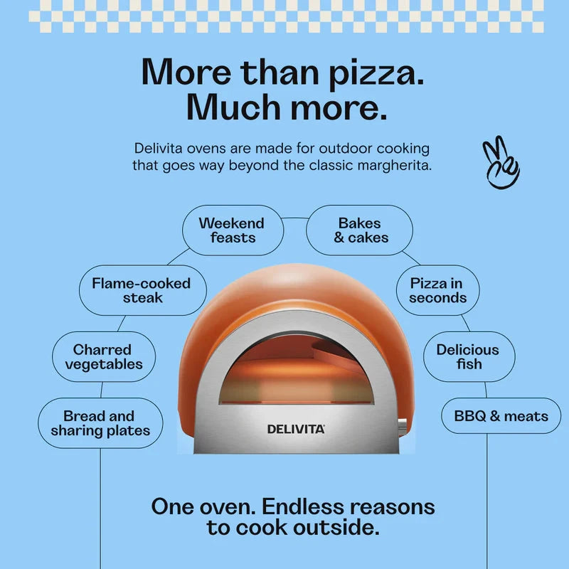 DeliVita Pizzaovn Dual Fuel Gas, sort