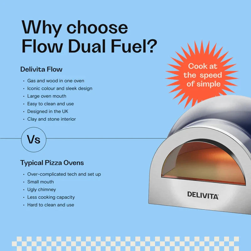DeliVita Pizzaovn Dual Fuel Gas, sort