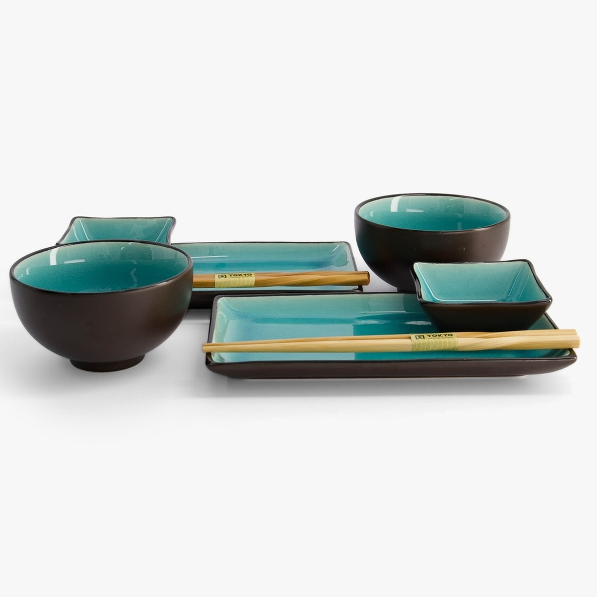 Glossy turkis sushisett 8 deler i gaveeske - Tokyo design studio — bilde 1