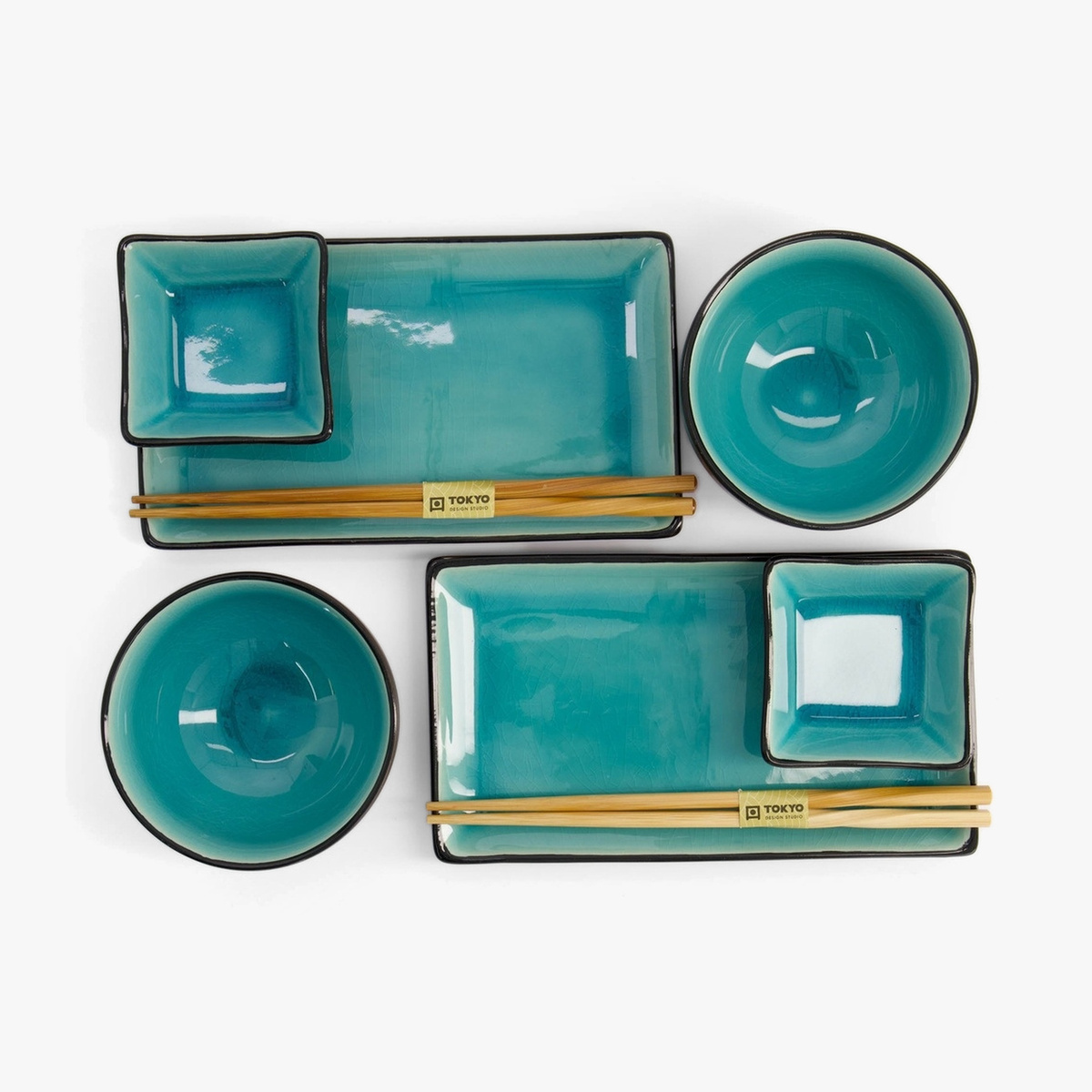 Glossy turkis sushisett 8 deler i gaveeske - Tokyo design studio — bilde 3