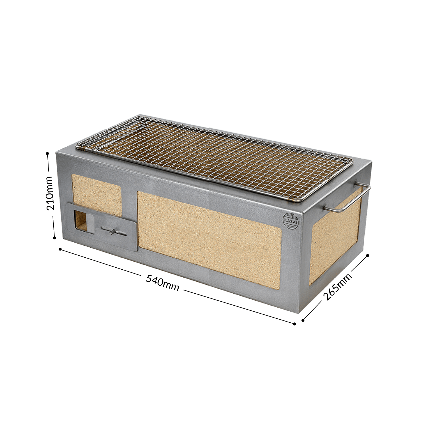 Konro-grill Medium lang, rustfritt stål, 54 x 26,5 cm – Kasai